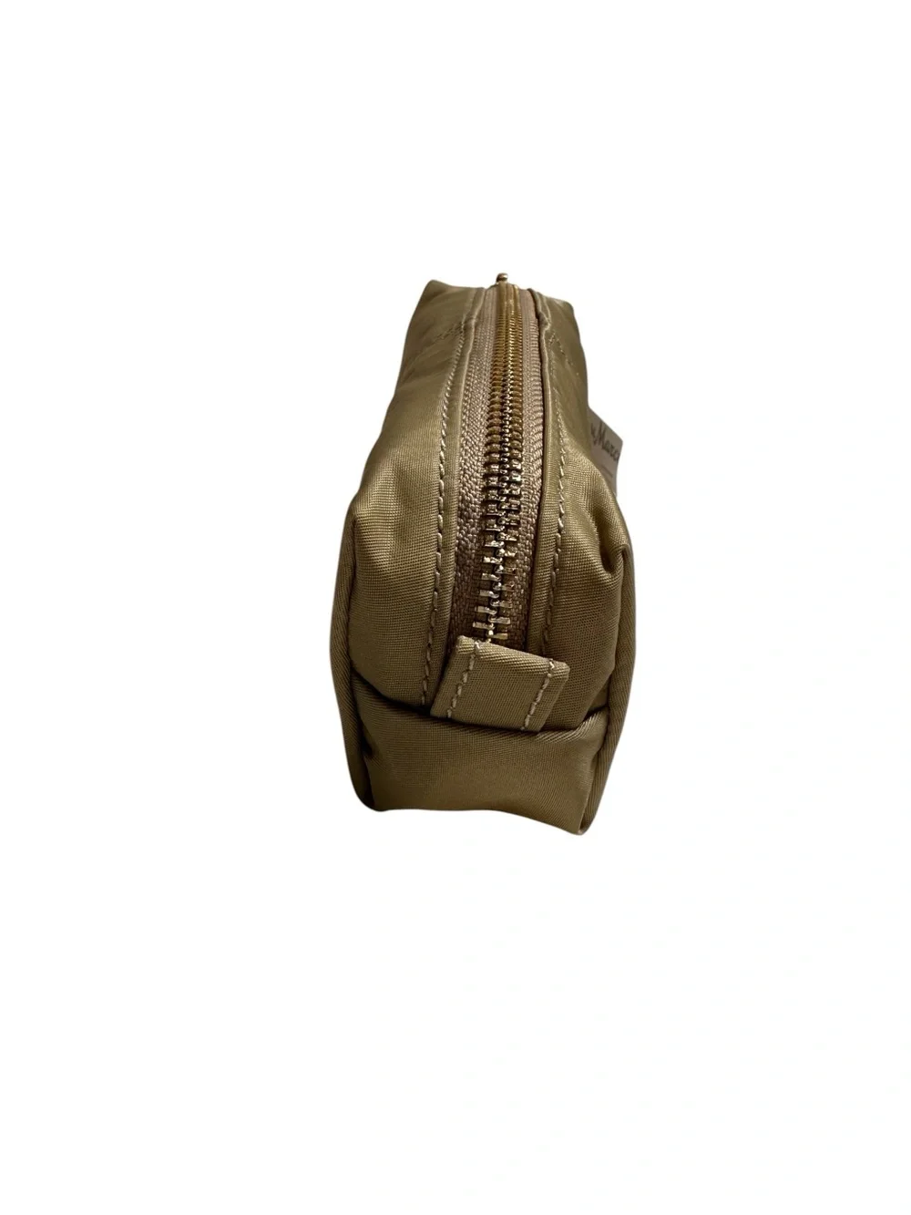 NEIMAN MARCUS COSMETIC ZIPPERED POUCH/PENCIL CASE WITH GOLDEN HARDWARE.TAN